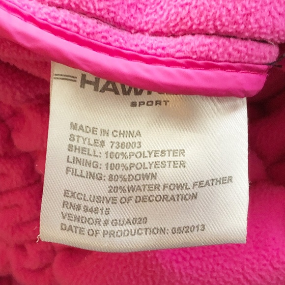 HAWKE&CO Girls Youth 7/8 Puffer Down Hooded Winter Jacket Fleece lined Blk Pink - Picture 9 of 10